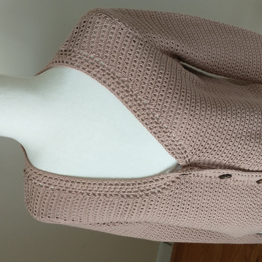 Joie v-neck cardigan sweater open large weave knit crochet cropped tan size XS - Picture 2 of 7
